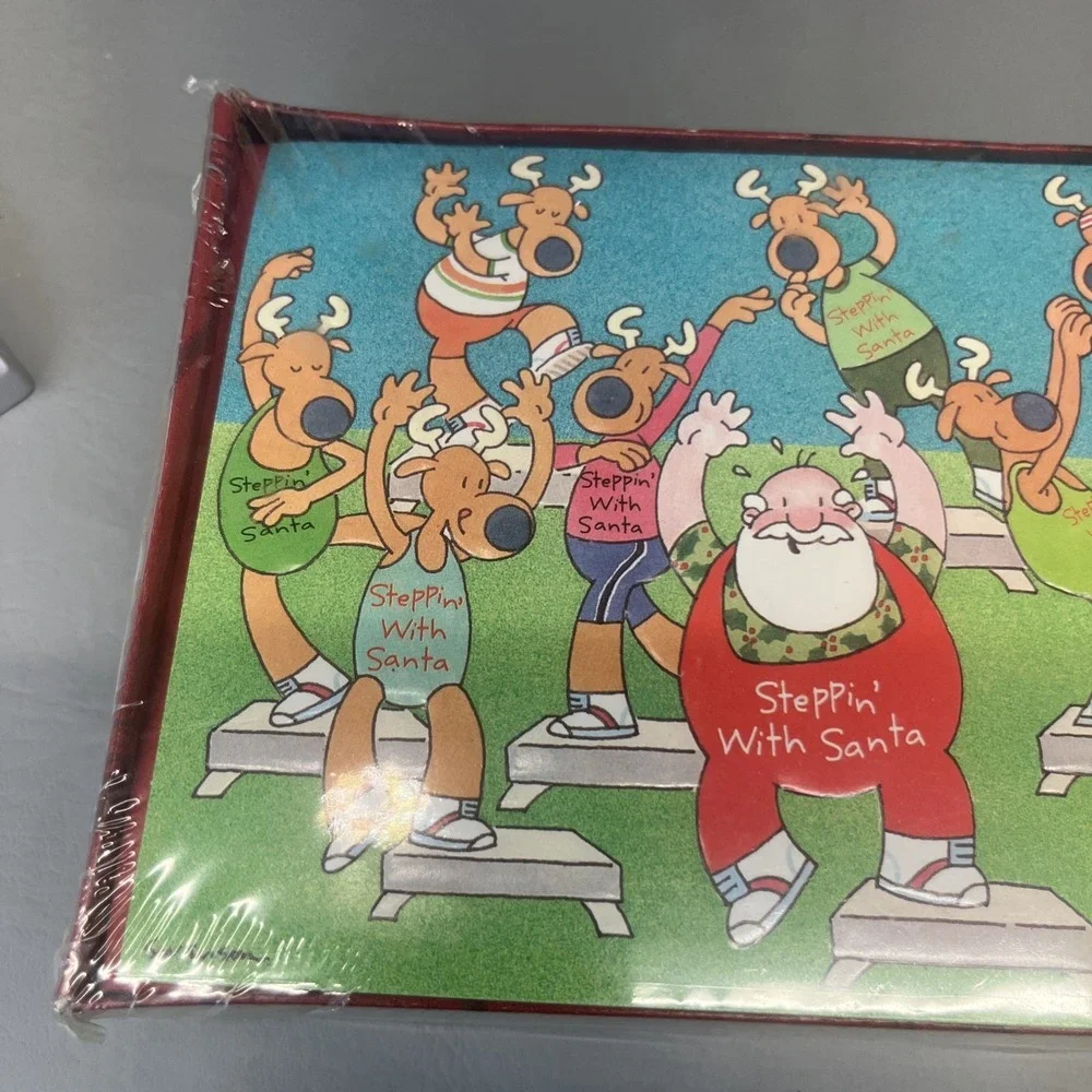 Gibson Santa Workout Vintage Christmas Cards Set of 20 NOS Made in USA Sealed